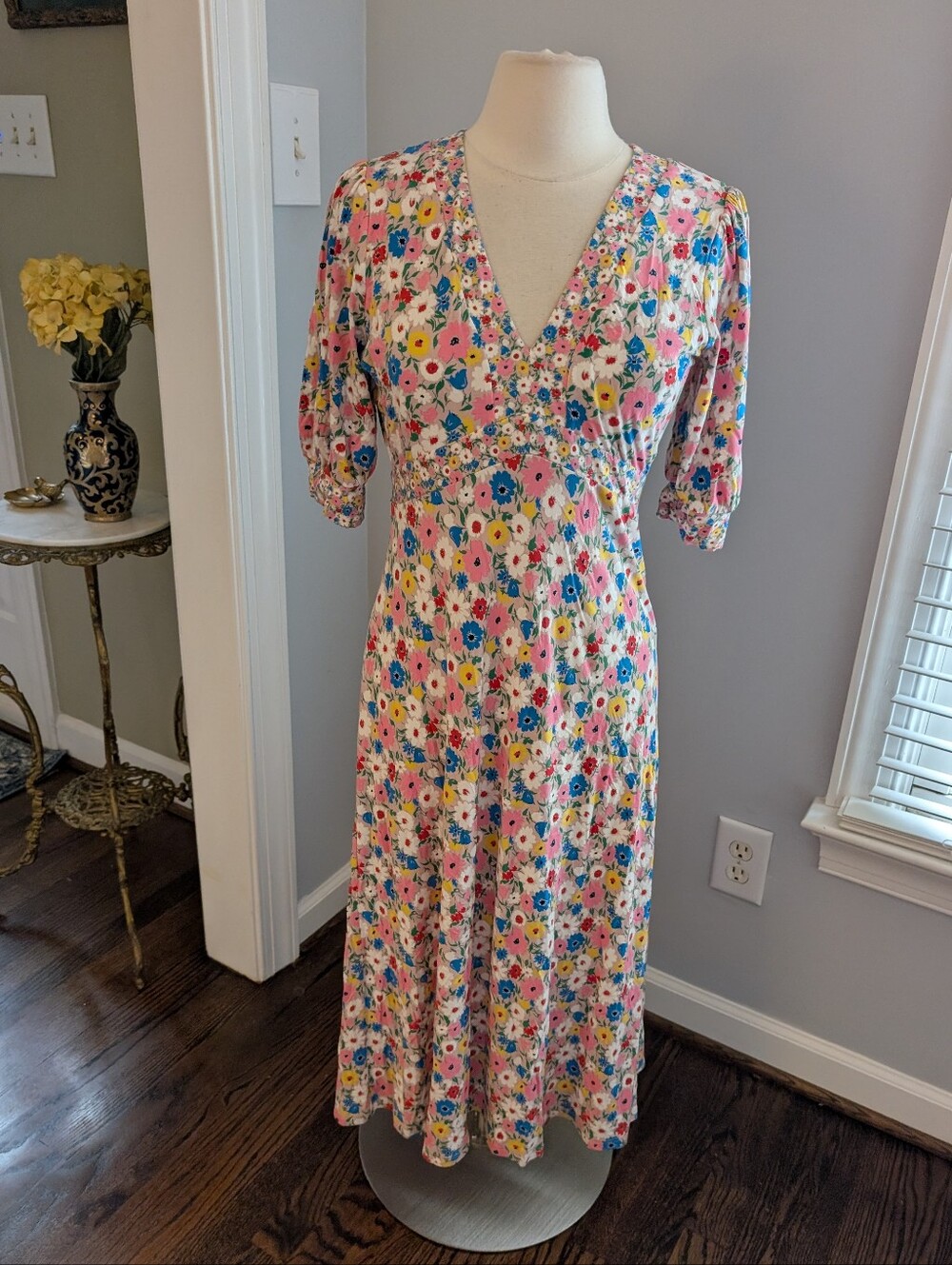 Women's Boden Dress Pink Floral Size 8 Regular Super Stretchy,